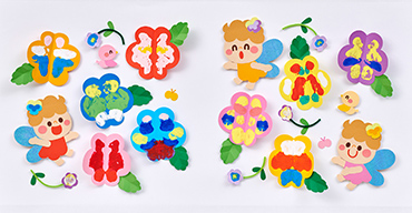 パンジーとスミレのデカルコマニー壁面